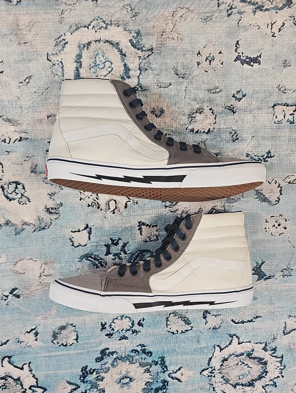 Vans Sk8-Hi Bolt Grey White Lightning Bolt High Top Skate Shoes Mens 13 721454